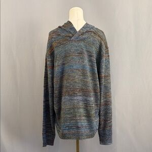 Lucky Brand Men's V-Neck Hoodie Sweater in Multicolor Stripes